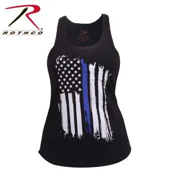 Women Thin Blue Line Flag Racerback Tank Top