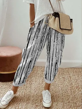 Women's Fashion Casual Drawstring Pocket Floral Print Casual pants