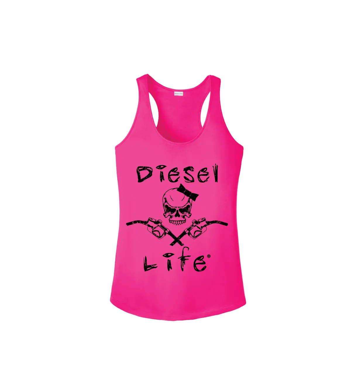 Women's Lady Skull & Pumps Tank - Pink with Black Imprint