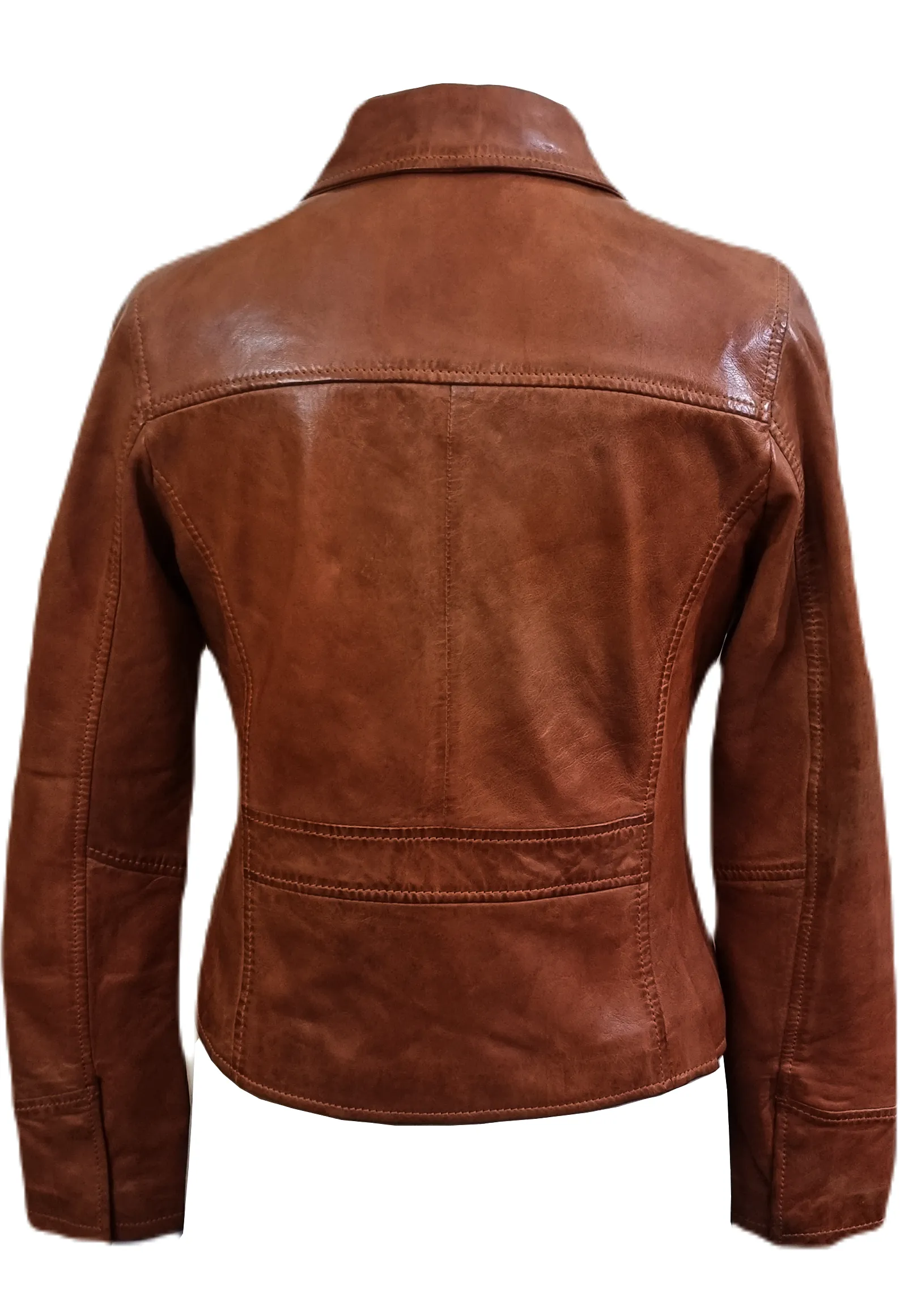 Womens Leather Jacket Biker Style Handmade Stylish Lambskin Leather Orange Jacket - ELF47