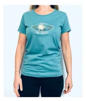 Womens T Shirt - Embroided Kiwi & Koru