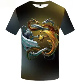 Yinyang T-shirt Men Metal T-shirts Graphic Animal Tshirt Anime Short Sleeve